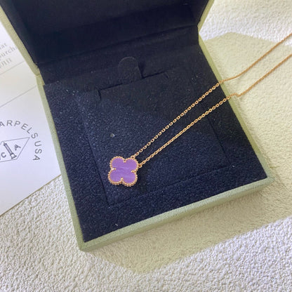 [Amore Jewelry]CLOVER 15MM  PURPLE VIOLET NECKLACE