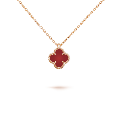 [Amore Jewelry]CLOVER MINI 9.5MM WHITE CARNELIANS NECKLACE