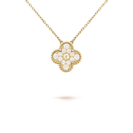 [Amore Jewelry]CLOVER 15MM DIAMOND SINGLE FLOWER NECKLACE