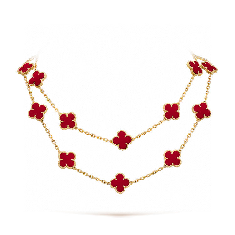 [Amore Jewelry]CLOVER 20 MOTIFS CARNELIAN NECKLACE