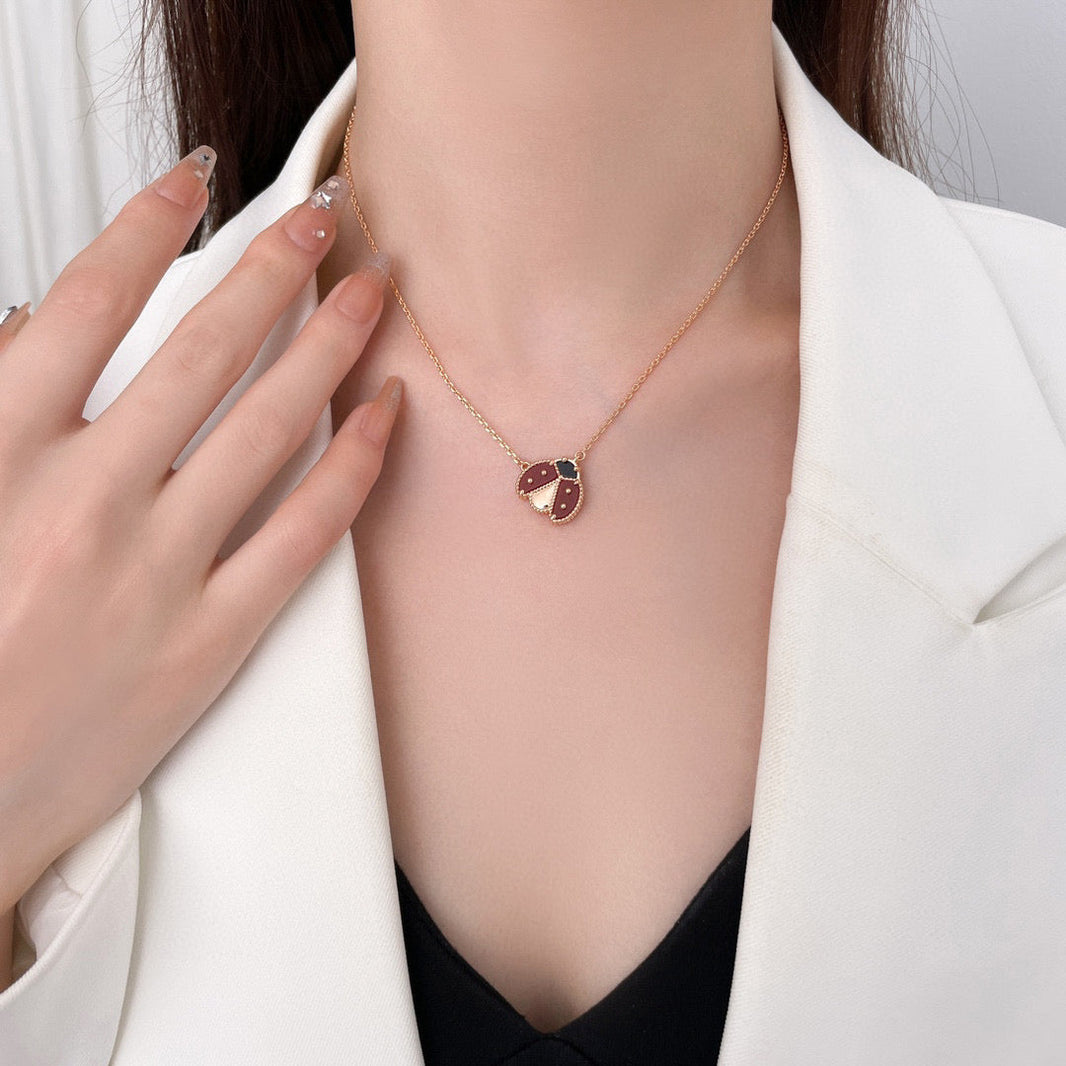 [Amore Jewelry]LUCKY  CARNELIANS LADYBUG NECKLACE