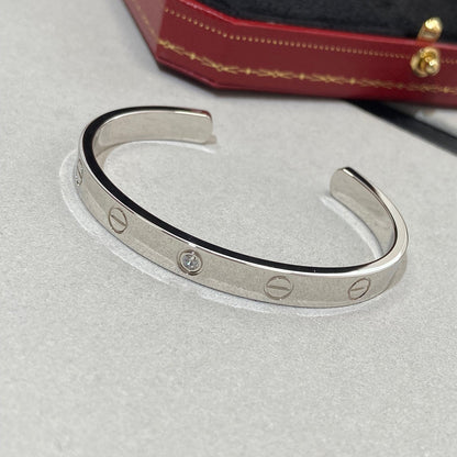 [Amore Jewelry]LOVE BRACELET 6.1MM 1 DIAMOND OPEN CUFF