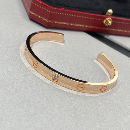 [Amore Jewelry]LOVE BRACELET 6.1MM 1 DIAMOND OPEN CUFF