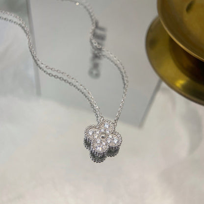 [Amore Jewelry]CLOVER 15MM DIAMOND SINGLE FLOWER NECKLACE