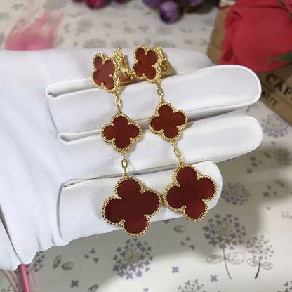 [Amore Jewelry]CLOVER 3 MOTIF CARNELIAN DROP EARRINGS