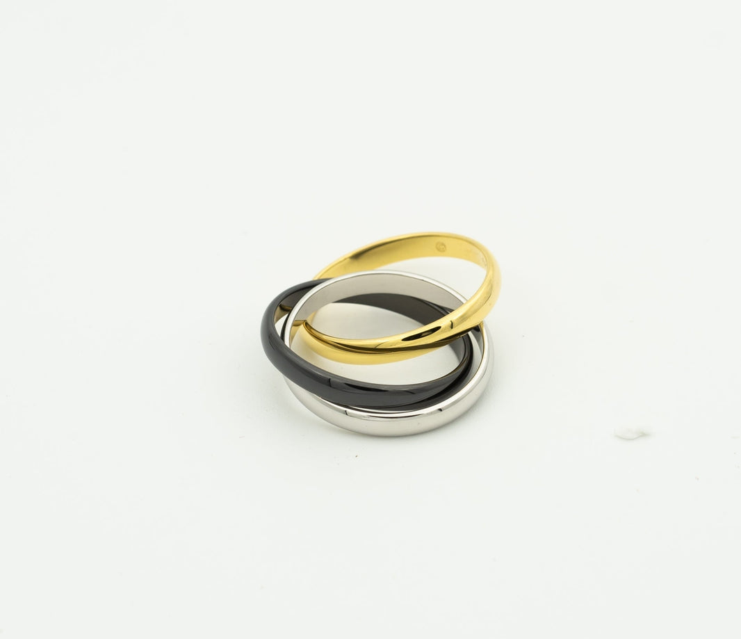 [Amore Jewelry]TRINITY RING BLACK GOLD SILVER