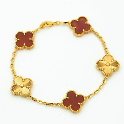 [Amore Jewelry]CLOVER  5 MOTIFS CARNELIAN GOLD BRACELET