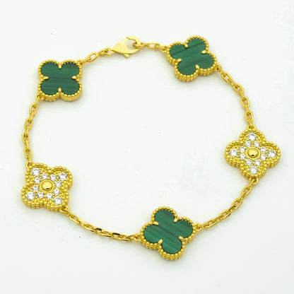 [Amore Jewelry]CLOVER  5 MOTIF MALACHITE DIAMOND BRACELET