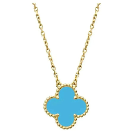 [Amore Jewelry]CLOVER 15MM VINTAGE TURQUOISE NECKLACE
