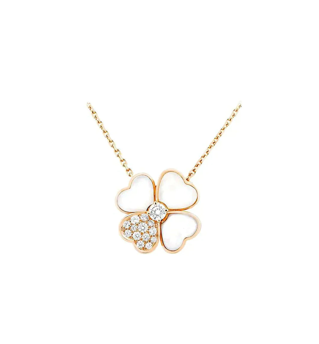 [Amore Jewelry]CLOVER MOP DIAMOND ROSE GOLD NECKLACE