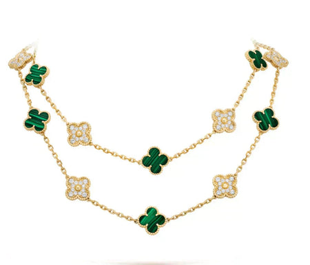 [Amore Jewelry]CLOVER 20 MOTIFS MALACHITE DIAMOND NECKLACE