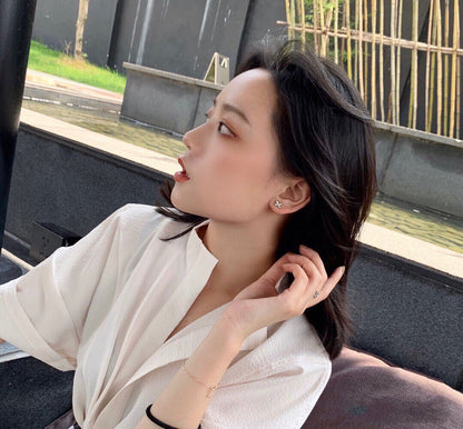 [Amore Jewelry]JEUX DE WHITE MOP ROSE GOLD DIAMOND EARRINGS