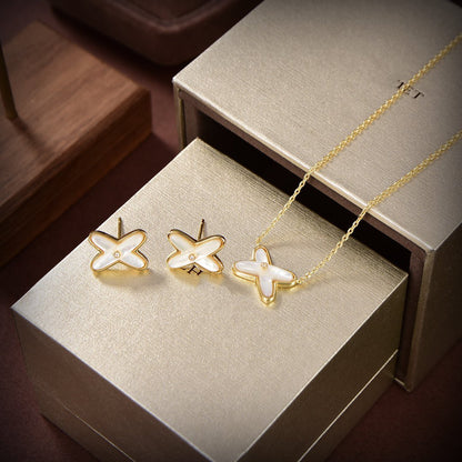 [Amore Jewelry]JEUX DE WHITE MOP GOLD DIAMOND EARRINGS