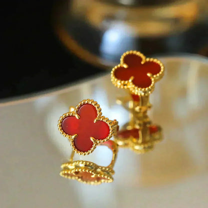 [Amore Jewelry]CLOVER MEDIUM 1 MOTIFS CARNELIAN  EARRINGS