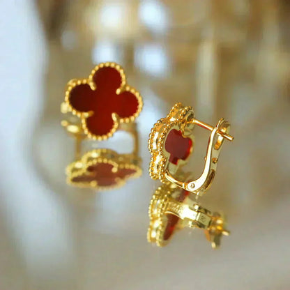 [Amore Jewelry]CLOVER MEDIUM 1 MOTIFS CARNELIAN  EARRINGS