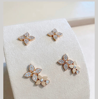 [Amore Jewelry]STAR BLOSSOM STUD EARRINGS PINK GOLD DIAMONDS