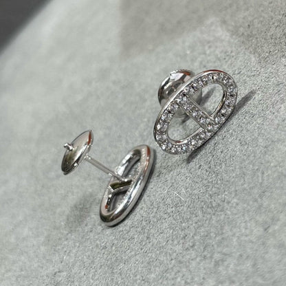 [Amore Jewelry]HM FULL DIAMOND PIG NOSE STUD EARRINGS
