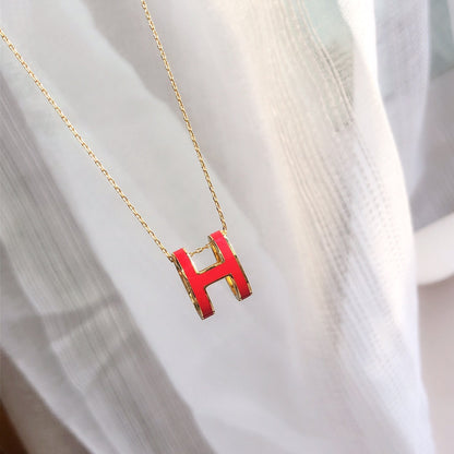 [Amore Jewelry]HM CLIC RED ENAMEL GOLD NECKLACE