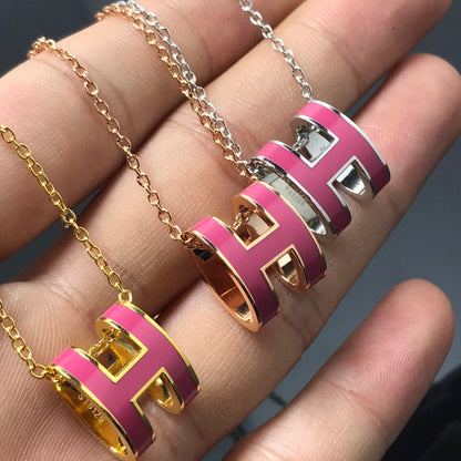 [Amore Jewelry]H NECKLACE PINK