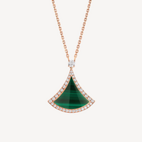 [Amore Jewelry]DREAM MALACHITE DIAMOND PAVED PINK GOLD NECKLACE