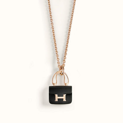 [Amore Jewelry]CONSTANCE BLACK PEDANT PINK GOLD NECKLACE
