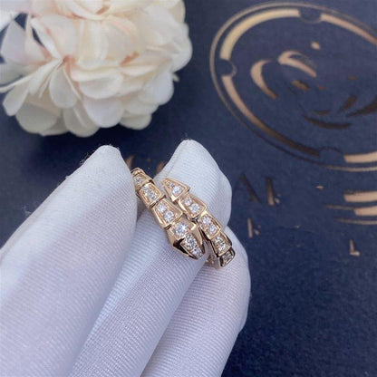 [Amore Jewelry]SERPENTI RING PINK GOLD DIAMOND PAVED 4MM