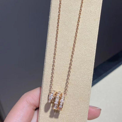 [Amore Jewelry]SERPENTI PINK GOLD NECKLACE DOUBLE RING DIAMOND