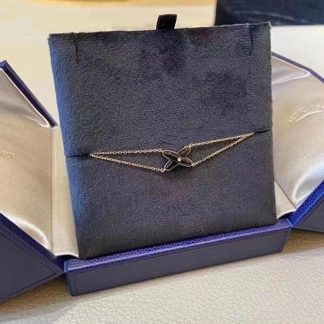 [Amore Jewelry]JEUX BRACELET ONYX PINK GOLD 1 DIAMOND