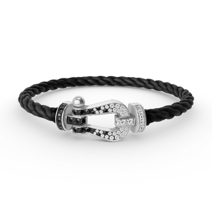 [Amore Jewelry]FORCE LARGE HORSESHOE BLACK WHITE DIAMOND BRACELET SILVER