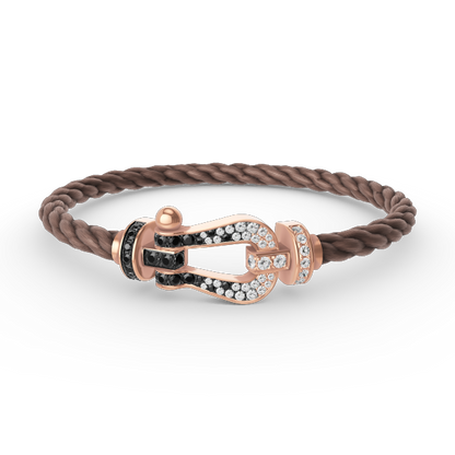 [Amore Jewelry]FORCE LARGE HORSESHOE BLACK WHITE DIAMOND BRACELET ROSE GOLD
