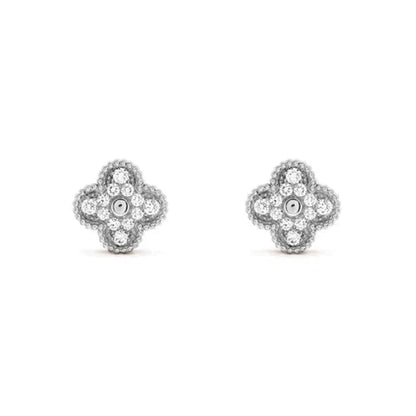 [Amore Jewelry]CLOVER 1 MOTIFS DIAMOND STUD EARRINGS SILVER