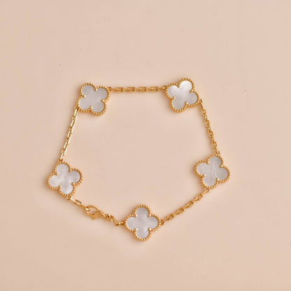 [Amore Jewelry]CLOVER  5 MOTIF WHITE MOP BRACELET