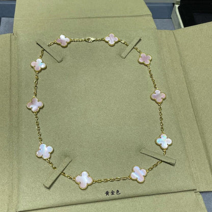 [Amore Jewelry]CLOVER 10 MOTIFS PINK MOP NECKLACE
