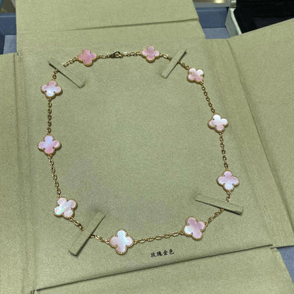 [Amore Jewelry]CLOVER 10 MOTIFS PINK MOP NECKLACE
