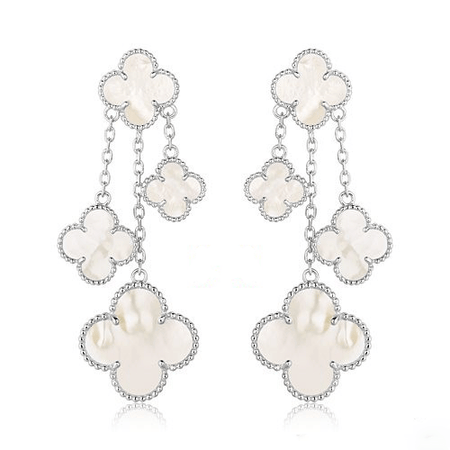 [Amore Jewelry]CLOVER EARRINGS WHITE MOP 4 MOTIFS SILVER
