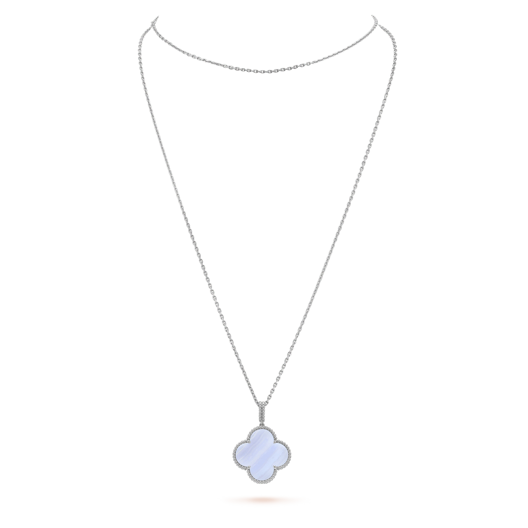 [Amore Jewelry]CLOVER SILVER CHALCEDONY BIG CLOVER NECKLACE