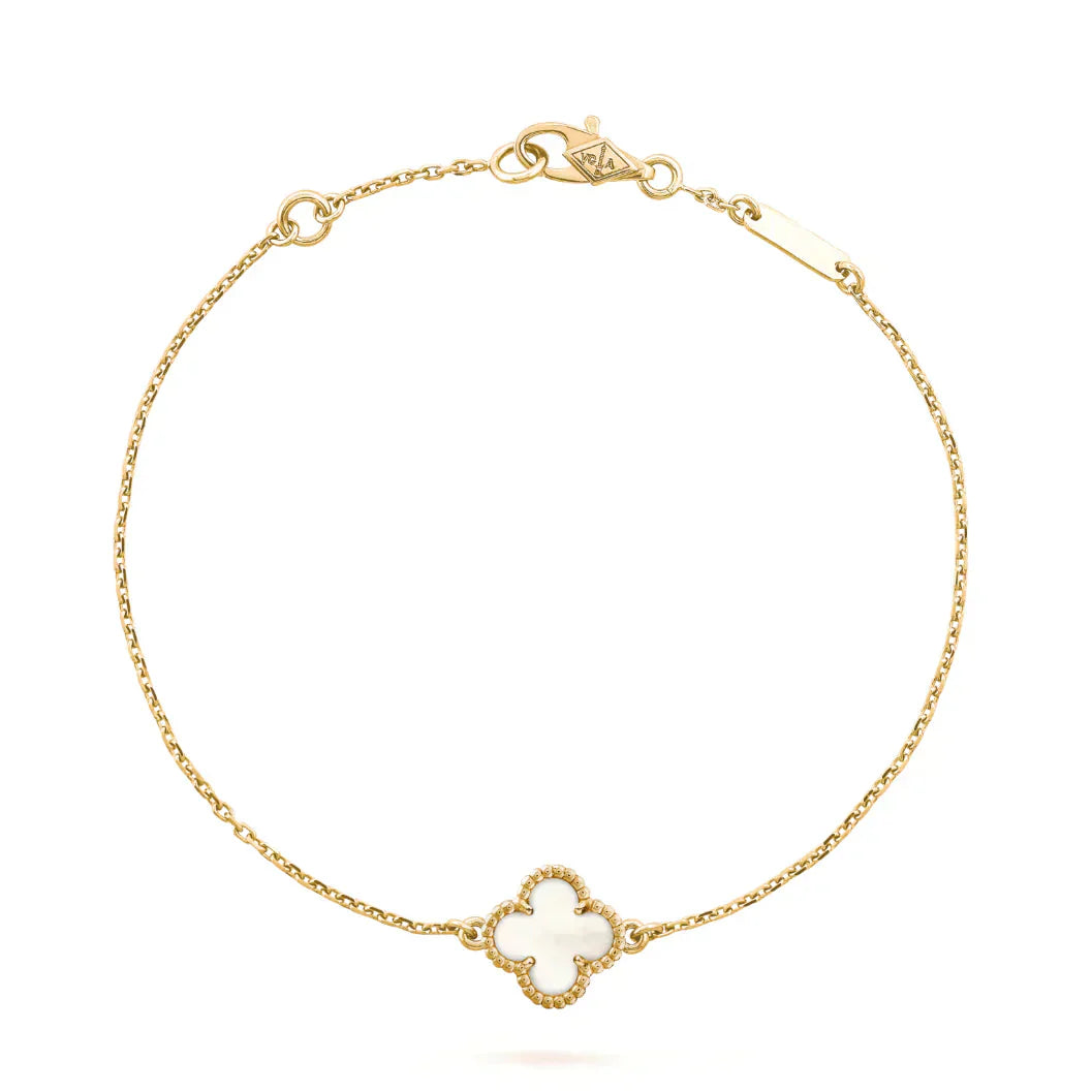 [Amore Jewelry]CLOVER WHITE MOP SINGLE FLOWER BRACELET