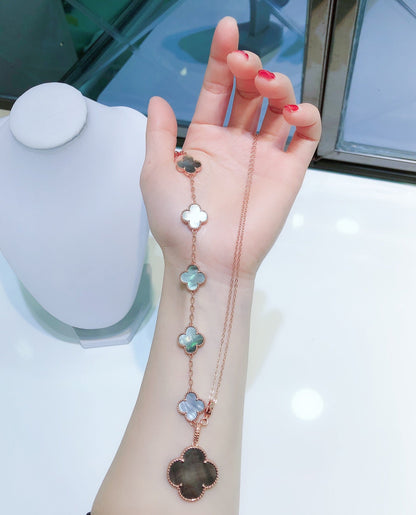 [Amore Jewelry]COMBINED BRACELET 5 MOTIFS AND NECKLACE DARK MOP ROSE GOLD