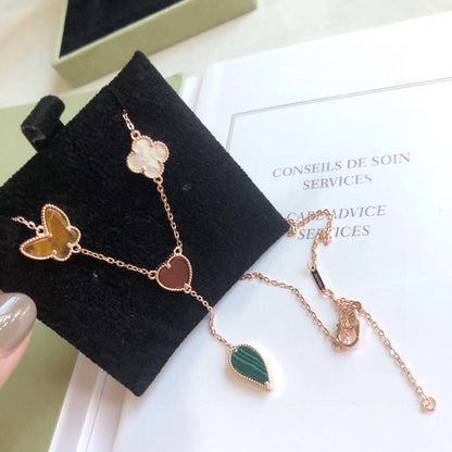 [Amore Jewelry]LUCKY SPRING 4 MOTIFS ROSE GOLD NECKLACE