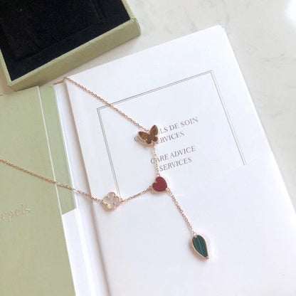 [Amore Jewelry]LUCKY SPRING 4 MOTIFS ROSE GOLD NECKLACE